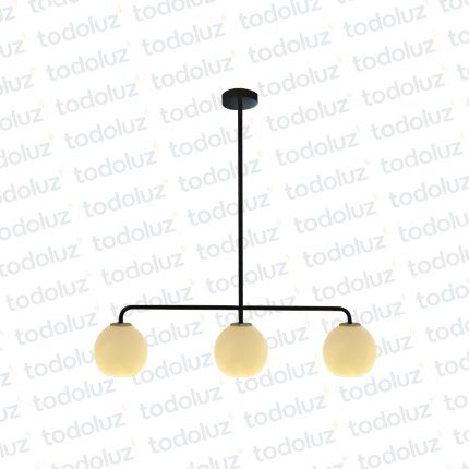 Colgante Triple Lineal Negro c/Esferas Vd. Blanco 3*E27 (54.845)