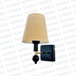 Aplique p/Pared Negro Base Cuadrada Det. Dorado Pantalla Beige 1*E27 (50.547)