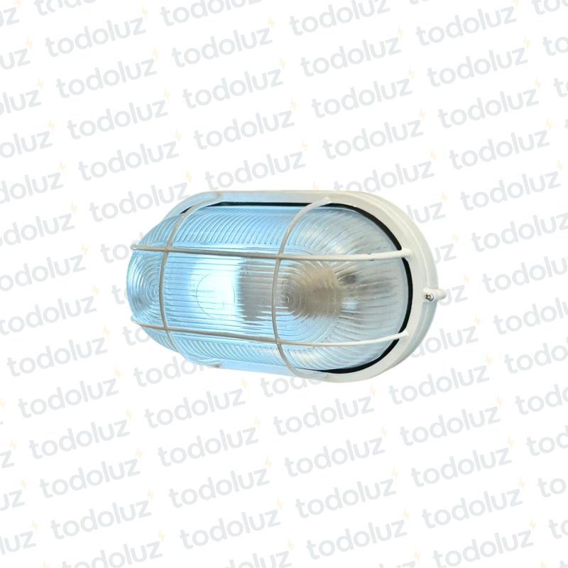 Tortuga Oval Blanco 26cm Vidrio c/ Rejilla 1*E27 (57.475)