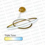Colgante Doble Anillo Dorado Led Incorp. 30W 3Tonos (54.965)