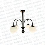 Colgante Negro 4 Luces Brazos Curvos c/Esferas Vd. Blanco 4*E27 (54.1062)