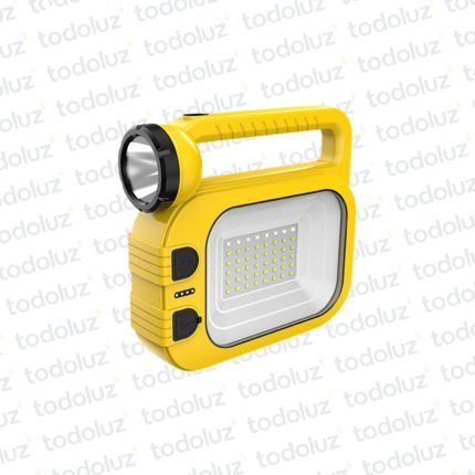 Linterna Led 160lm c/ Reflector 400lm Recargable Solar/USB 5Vdc