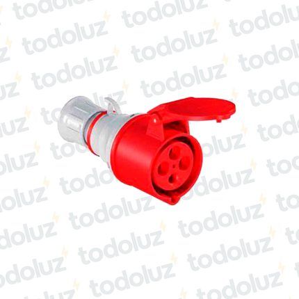 Ficha Hembra Industrial 6H 3x32A+T (4 Pin) IP44 380-415V Rojo Eletromar
