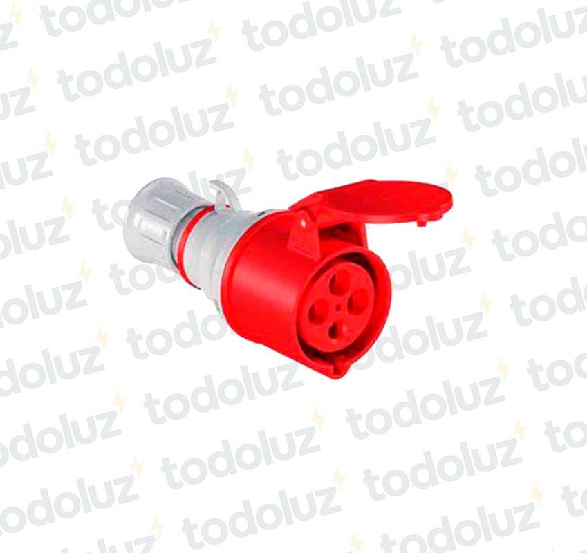 Ficha Hembra Industrial 6H 3x32A+T (4 Pin) IP44 380-415V Rojo Eletromar
