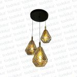 Colgante B. Circular Triple T. Rombo Vd. Caramelo 3*E27 (54.1118)