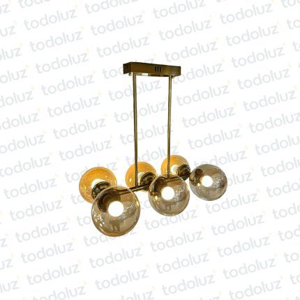 Colgante Barra Horizontal Dorado Esferas Vd. Caramelo 6*E27 (54.993)