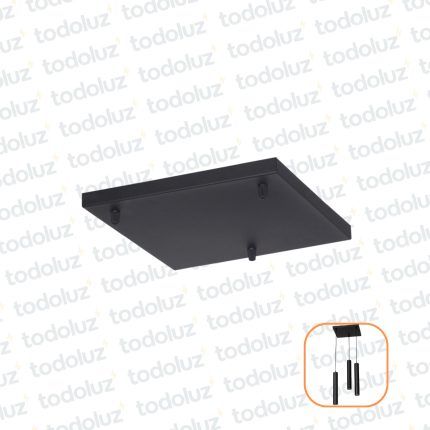 Base Negra Cuadrada con PG p/ Colgante 3 Luces