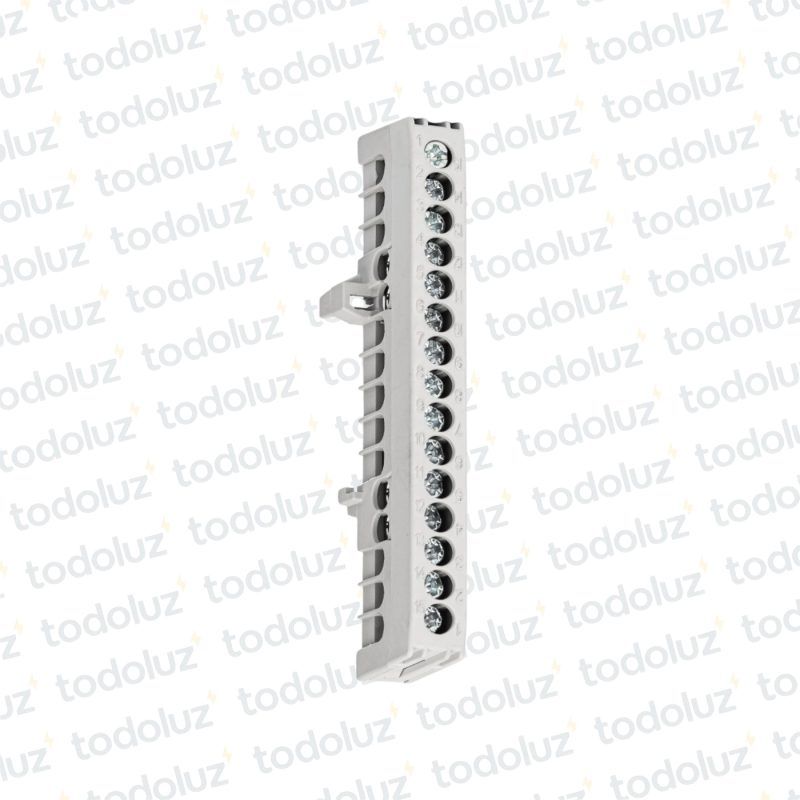 Bornera de Distribucion 1P x 15 Bornes c/ Soporte Din Gris