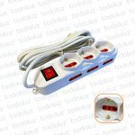 Prolongador c/ Cable 3Tomacte. Schuko Bipaso + 6Tomacte. c/ Tierra Blanco