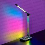 Luminaria de Mesa Articulable Gris Det. Negro Touch Triple Tono Iluminacion + Funciones RGB c/Puerto USB y Carga Qi (56.200)