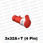 Ficha Hembra Industrial 6H 3x32A+T (4 Pin) IP44 380-415V Rojo Schneider