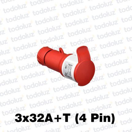Ficha Hembra Industrial 6H 3x32A+T (4 Pin) IP44 380-415V Rojo Schneider