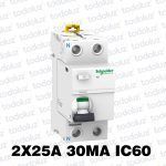 Disyuntor Diferencial 2P 25A 30mA IC60 Premium Schneider