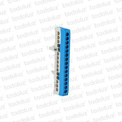 Bornera de Distribucion 1P x 15 Bornes c/ Soporte Din Azul