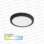 Panel Led Redondo p/ Adosar Borde Negro 18W Luz Calida 3000°k Taschibra