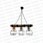 Colgante Barra Horizontal Madera c/ Cadenas Triple Vintage Cuadrille 3*E27 (54.1122)