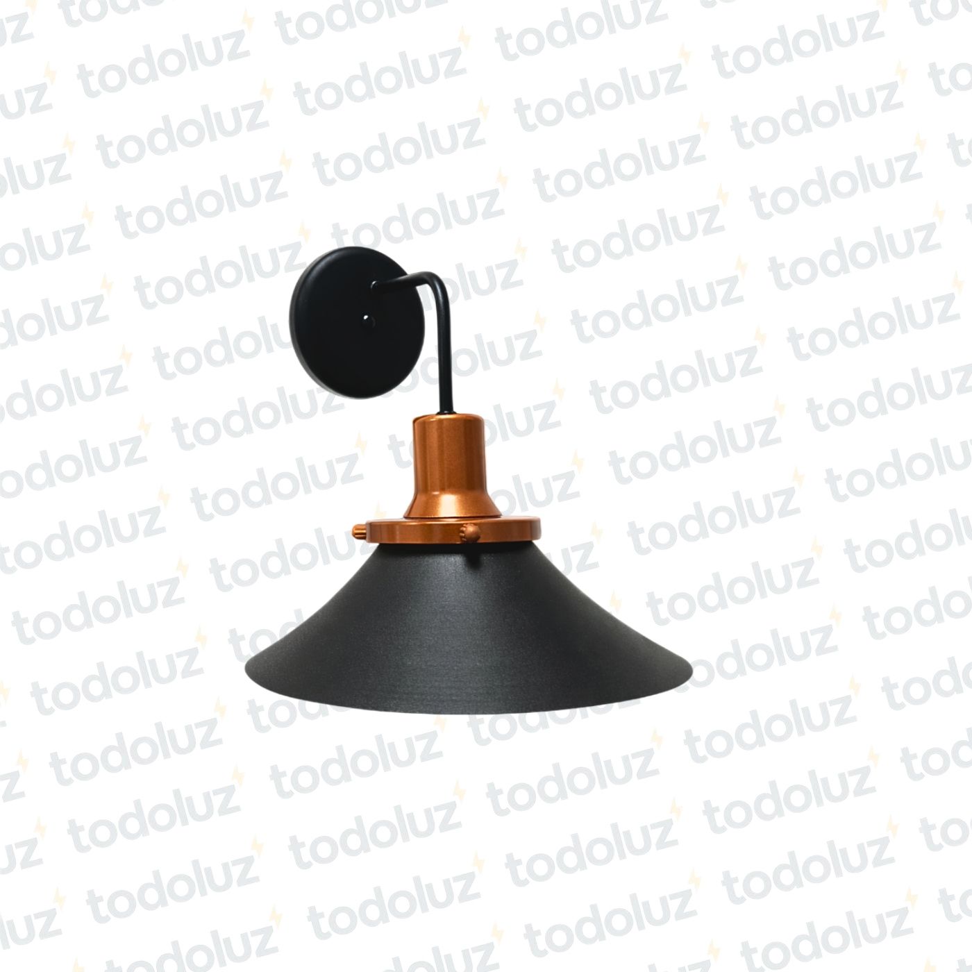 aef738b7-44b8-4b77-95ac-4ecfc1df26e9-13053.jpg Aplique T. Plato Negro C/ Det. Sup. Cobre Brazo Curvo Negro 1*E27 (50.563)