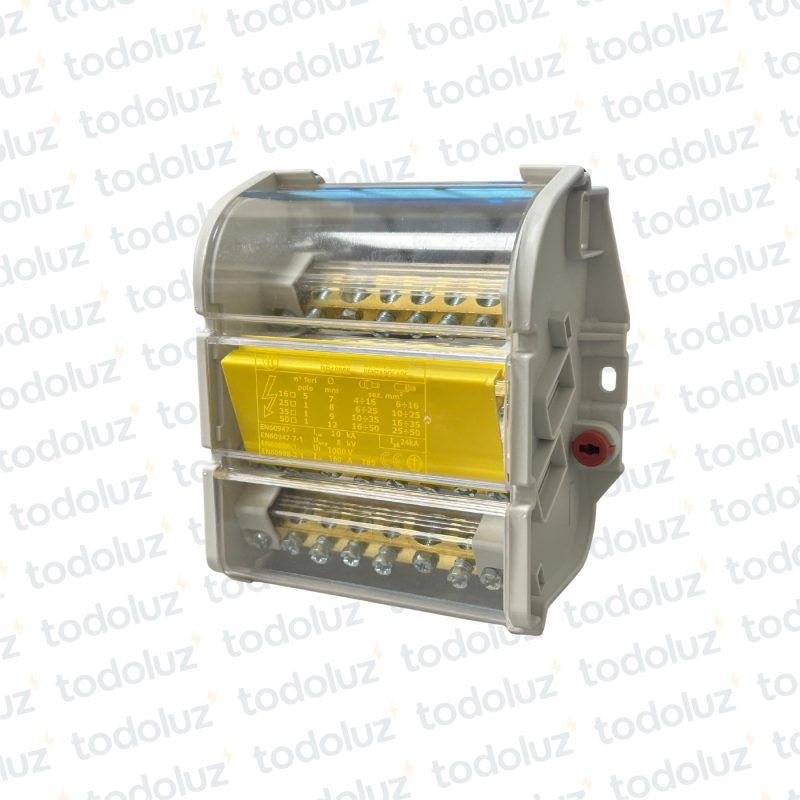 Bloque de Distribucion 4P 160A 8 Bornes c/Acrilico Sist. Din/Adosar
