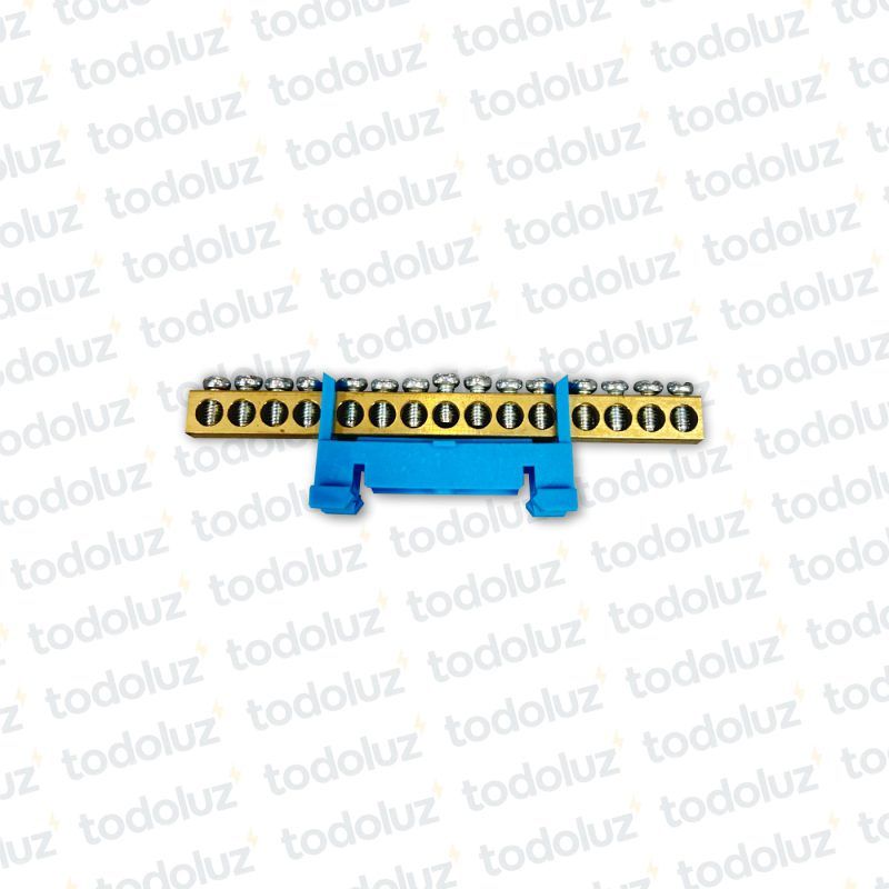 Bornera de Distribucion 1P x 15 Bornes c/ Soporte Din Azul