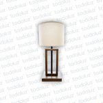 Luminaria de Mesa Rectangular Madera 57cm Pantalla Circular Lino (ø34cm) 1*E27 (56.218)