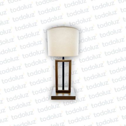 Luminaria de Mesa Rectangular Madera 57cm Pantalla Circular Lino (ø34cm) 1*E27 (56.218)