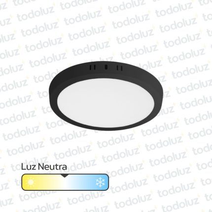 Panel Led Redondo p/ Adosar Borde Negro 18W Luz Neutra 4000°k Taschibra