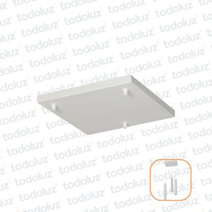Base Blanca Cuadrada con PG p/ Colgante 3 Luces