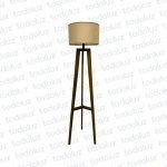 Luminaria de Pie Tripode 147cm Pantalla Circular Lino (56.133)