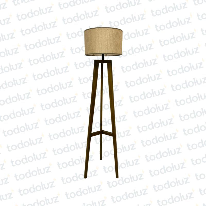 Luminaria de Pie Tripode 147cm Pantalla Circular Lino (56.133)