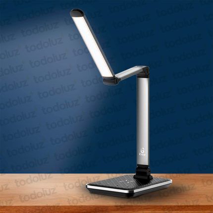 Luminaria de Mesa Articulable Negro Touch 18W Triple Tono c/ 3Intensidades de Iluminacion + Base c/Carga Qi (56.204)