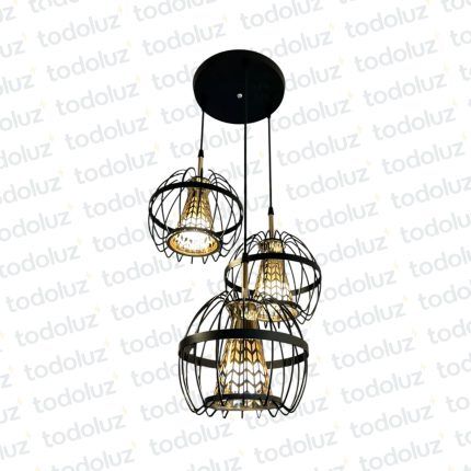 Colgante B. Circular Triple Vintage Interior Conico Dorado (54.1125)