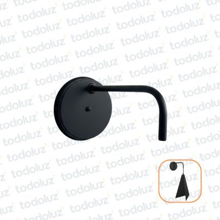 Base Negra Circular con Bracito Pasante p/ Aplique 1 luz