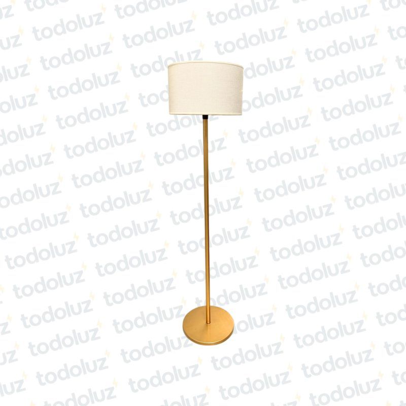 Luminaria de Pie 145cm Dorado Pantalla Circular Lino (56.131)