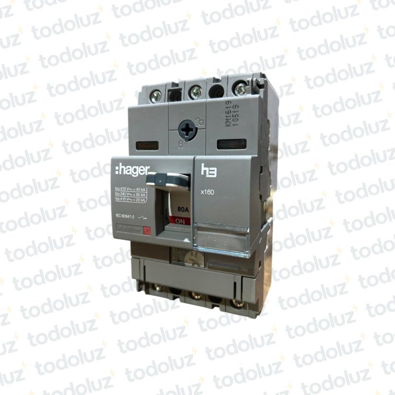 Disyuntor en Caja Moldeada Regulable 3P 80A 40ka/415Vac Hager