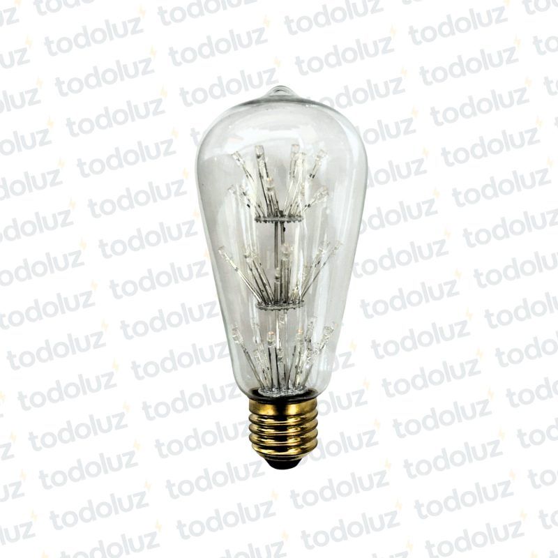 Lamp. Led Filamento Estrella ST64 Transparente 3W 2200°k E27 220V