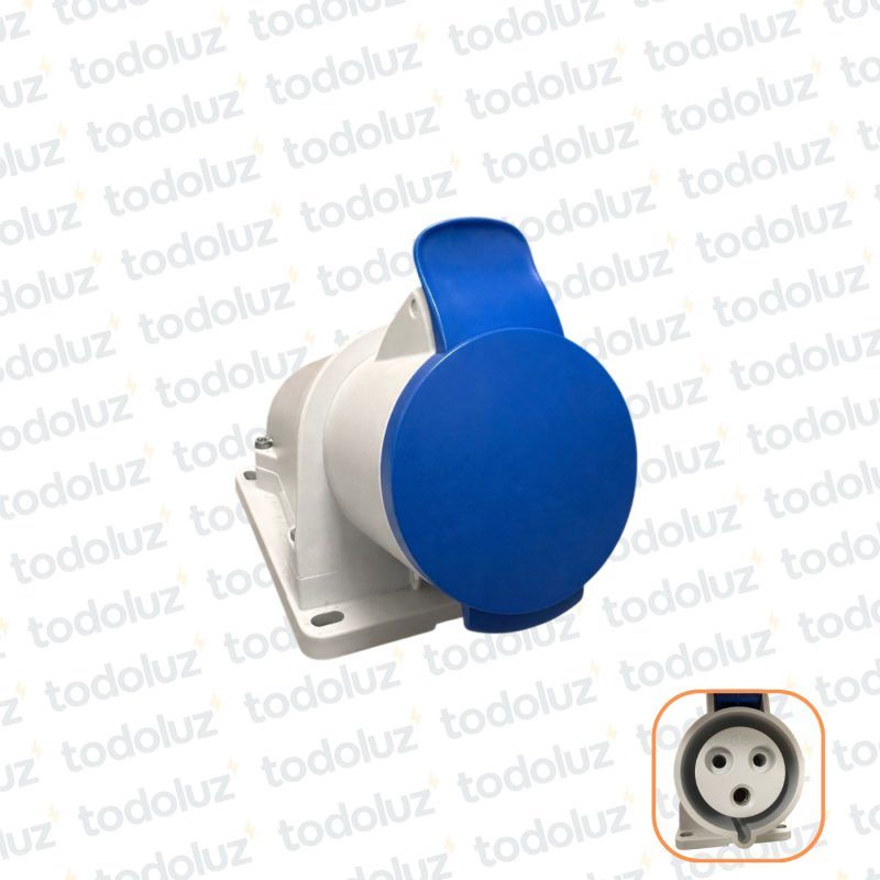Tomacte. Adosar Industrial 6H 2x32A+T (3 Pin) IP44 200-250V Azul Schneider