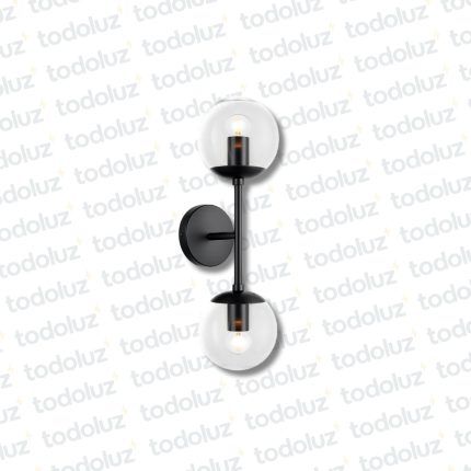 Aplique B. Circ. Barra Bidir. Negro V. Esferas Transp. 2*E27 (50.569)