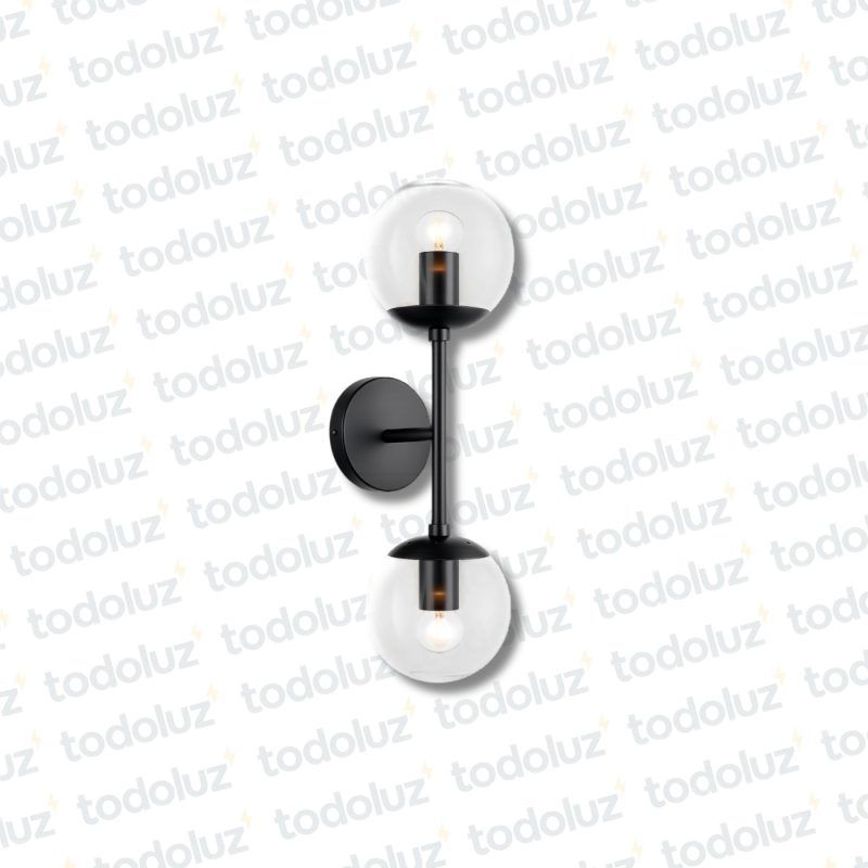 Aplique B. Circ. Barra Bidir. Negro V. Esferas Transp. 2*E27 (50.569)