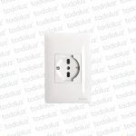 Placa Blanca c/ Tomacte. Schuko 16/20A 250V Alpes Curve 2x4 Ek