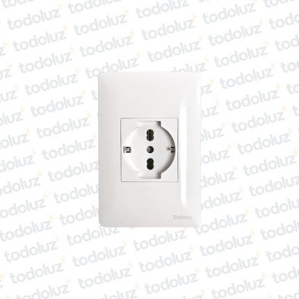 Placa Blanca c/ Tomacte. Schuko 16/20A 250V Alpes Curve 2x4 Ek