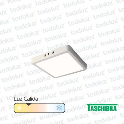 Panel Led Cuadrado p/ Adosar 18W Luz Calida 3000°k Taschibra