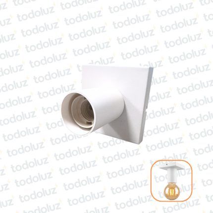 Plafon B. Cuadrada c/ Portalamp. Cilindrico Blanco 1*E27 (51.169.BL)