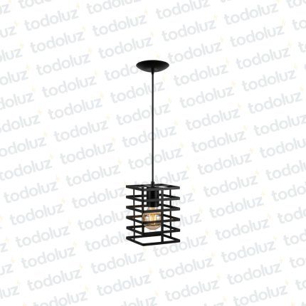 Colgante Cuadrado Rejilla de Laminas Rectas Negro 1*E27 (54.138.NG)