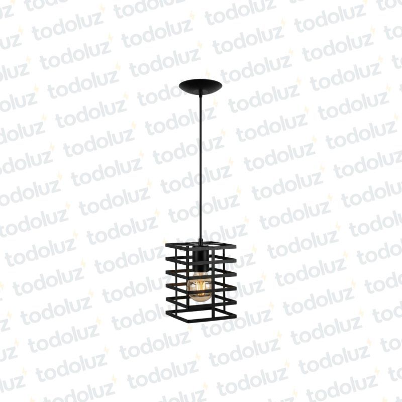 Colgante Cuadrado Rejilla de Laminas Rectas Negro 1*E27 (54.138.NG)