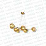 Colgante Brazos Cruzados Dorado c/Esferas Vd. Caramelo 6*E27 (54.1123)