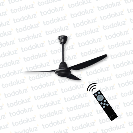 Ventilador de Techo Negro c/ Control 3 Aletas 70W 220Vac Ek