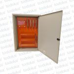 Tablero Embutir Metal Din 60 Modulos c/ Distribucion RST+N+T 250A Beige Cominsa