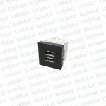 Mod. Cargador Doble USB 36mm (1.1/2 Mod) Tipo A 220Vac/5Vdc 2.1/1A Negro Ek