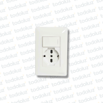 Placa Blanca c/ Tomacte. Schuko 16/20A 250V + Int. Unipolar 10A Alpes Curve 2x4 Ek
