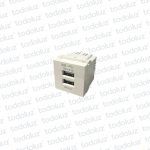 Mod. Cargador Doble USB 36mm (1.1/2 Mod) Tipo A 220Vac/5Vdc 2.1/1A Blanco Ek
